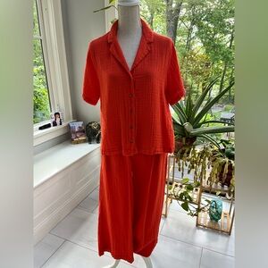 Old Navy Red Button-Up Jumpsuit